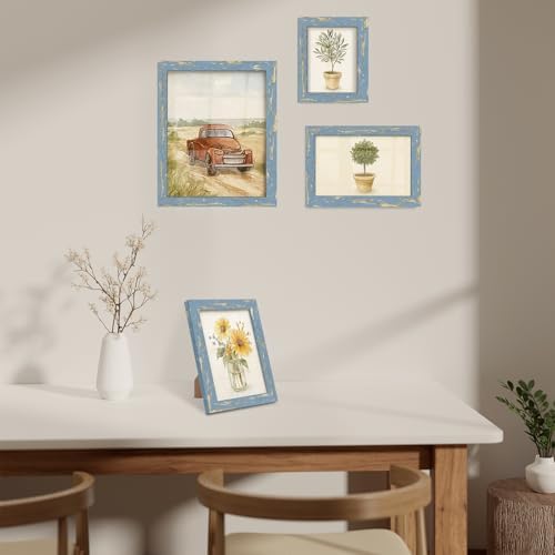 puthiac 4x6 Rustic Farmhouse Picture Frame, Denim Blue, 1 Pack - Image 6