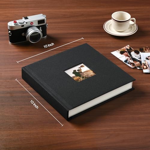 Pssoss 8x8 Inch DIY Scrapbook Album, Linen Hardcover, 40 Pages, Black - Image 2