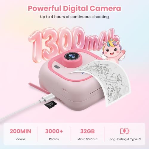 FamilyKit AI Kids Camera Instant Print with 3 Rolls Print Paper & 32G Card - Image 2