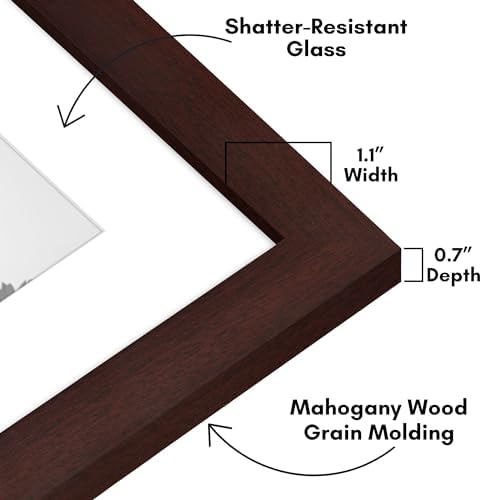 Americanflat 9x9 Picture Frame - Matted to 6x6 - Engineered Wood - Mahogany - Image 3