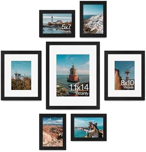 Vittanly 7 Pack Picture Frames Collage Wall Decor, Black by Vittanly