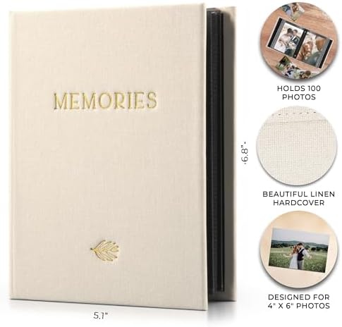 Beautiful Linen Photo Album For 4x6 Photos - Holds Up To 100 Pictures - Image 4