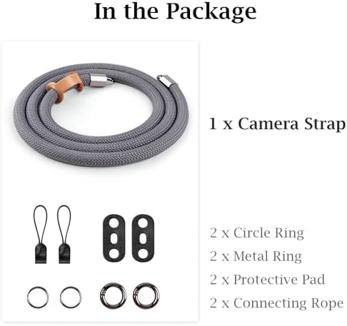 VOVMOEYA Nylon Braided Camera Rope Strap, Camera Neck Shoulder Strap with O-Ring for DSLR & Mirrorless Camera- Grey - Image 7