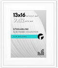 Americanflat 13x16 Picture Frame - Matted to 9x12 - Slim Molding - White by Americanflat