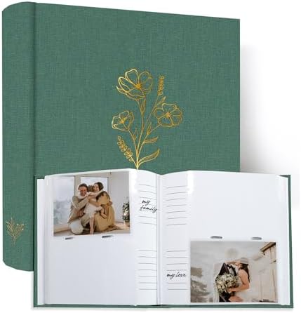Holoary Photo Album 4x6 200 Photos, 200 Pockets 4”x6” Picture Album, Linen Fabric Cover Big Picture Book for Photos with Writing Area, 4x6 Photo Albums for Family Weddings Travel Memories(Dark Green) - Image 7