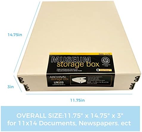 Lineco Museum Archival Storage Box, Drop Front, 11.75x14.75x3 in, Tan - Image 2