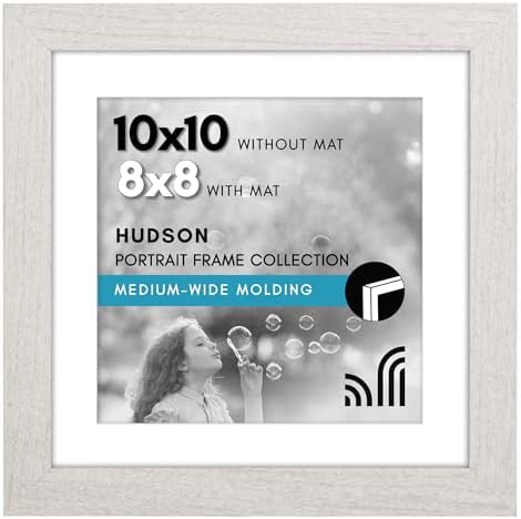 Americanflat 10x10 Picture Frame - Matted to 8x8 - Engineered Wood - White by Americanflat