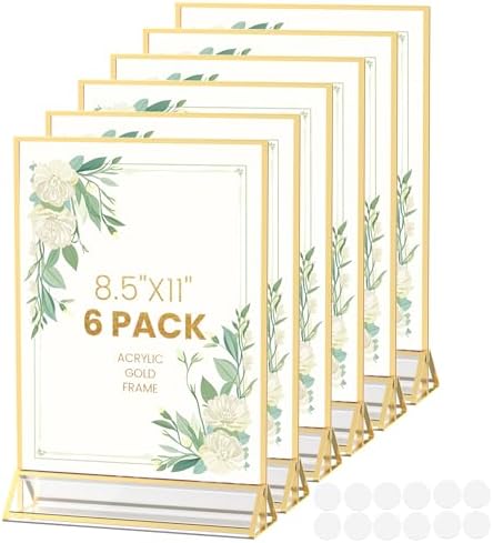 Acrylic Sign Holder 8.5X11 Gold Frames Double-Sided Picture Frame by AcrylicSignHolderMahjongRacks%EF%BC%8CMahjongBags