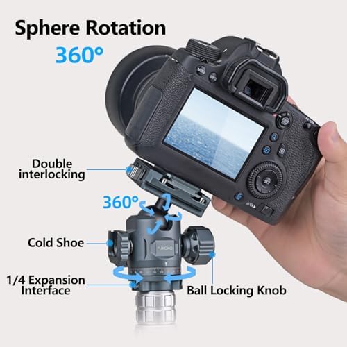 Camera Tripod Stand for Phone and Camera with 360° Ball Head Quick-Release Arca-Swiss Mount System for DSLR Camera Camcorder,Phone Max Load 17lb - Image 6