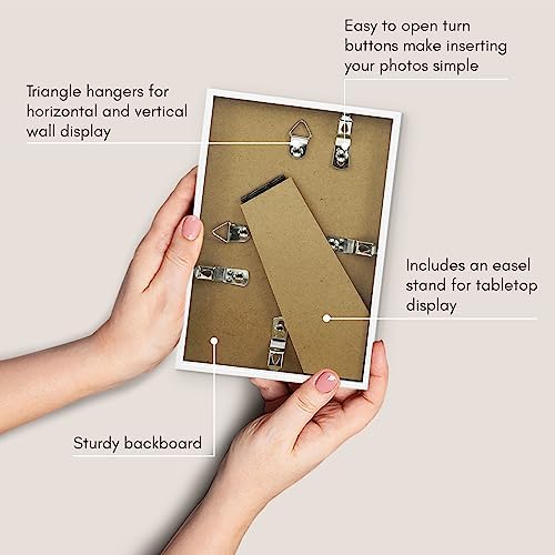 Americanflat 4x6 Picture Frame with Shatter-Resistant Glass - Streamline Collection - Thin Border Photo Frame for Tabletop and Wall Display - Hanging Hardware and Easel Stand Included - White - Image 5