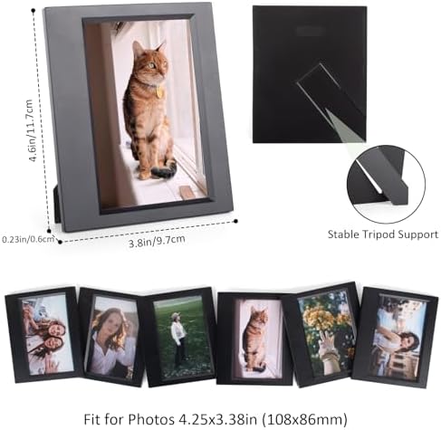 8 Packs Tabletop Photo Frame for Instax Wide Film - Desk Stand Up Display Small Picture Frame for Instax WIDE EVO/400/300/210 Instant Camera Film,4.25x3.38'' Photo Frame - Black - Image 3