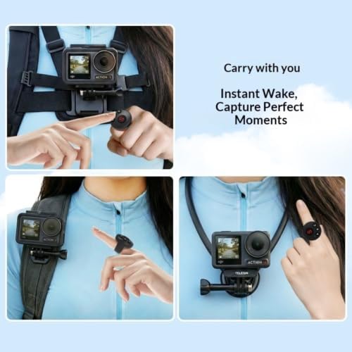 Bluetooth Remote Control for DJI Osmo Action 6/Osmo Action 5 Pro/Action 4/DJI OSM0 360 Cameras, Wireless 10M Remote Control Range Smart Action Accessories (Black) - Image 2