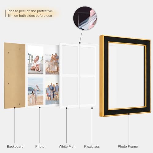 Suede 9x13 Picture Frame Display 4 Opening Picture Frames Collage 4x6 Wall Decor with Mat,Multi Photo Frame for Plexiglass,Wall Decor,1Pack,Black - Image 2