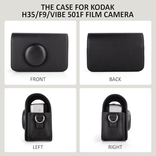 Protective Case Compatible for Kodak Ektar H35/H35N/Ultra F9/VIBE 501F Film Camera, PU Leather Carrying Bag and Film Storage Case for Kodak H35/H35N/Ultra F9/VIBE 501F Film Camera - Black - Image 4