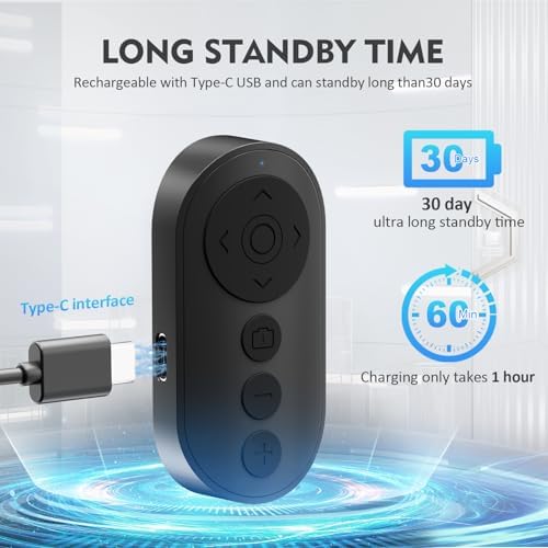 Remote Control for TikTok,Wireless Remote Camera Shutter with Zoom in Out for iPhone&Android, Front Rear Camera Switch,Page Turner for E-Book APP, Phone Remote, Scrolling Ring for TIK Tok, Black - Image 5