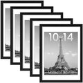upsimples 10x14 Picture Frame Set of 5, Display Pictures 8.5x11 with Mat or 10x14 Without, Wall Gallery Poster Frames, Black by upsimples