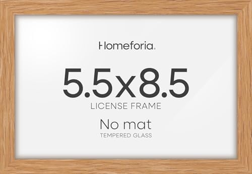 Homeforia 5.5x8.5 Natural Oak Business License Frame, High-End Wood, Glass by Homeforia