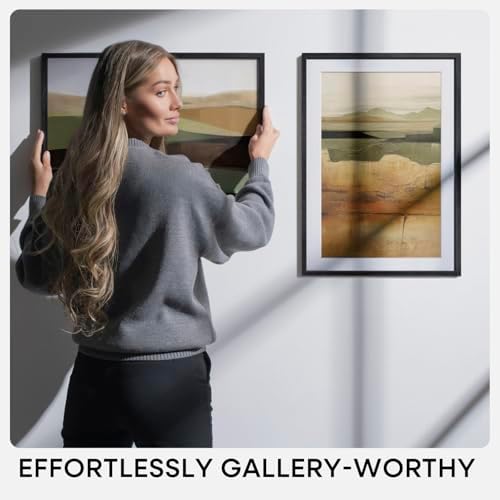 Homeforia 11x11 Black Oak Picture Frame, High-End Wood, 9x9 Mat, Glass - Image 7