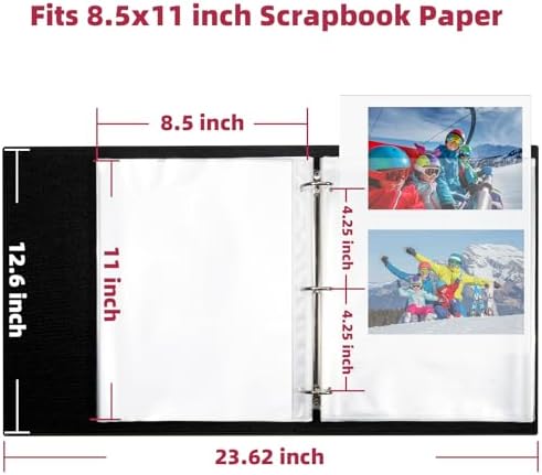 Vienrose 8.5x11 In 3 Ring Scrapbook Photo Album Leather Beige 100 Pages - Image 2