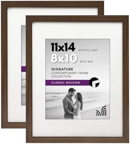 Americanflat 11x14 Picture Frame 2-Pack - Matted to 8x10 - Walnut by Americanflat
