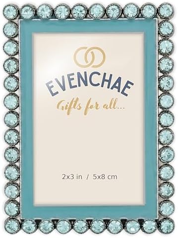 2x3 Mini Picture Frame: Sky Blue Enamel + Blue Rhinestones by Evenchae