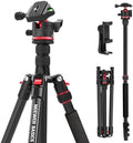 NEEWER Basics 72" / 182 cm Travel Tripod Monopod for Camera, Compact Lightweight Portable Video Recording Stand, Arca Type Ball Head, Cell Phone Holder Compatible with iPhone, Max Load 13.2 lb, TP14B by Neewer