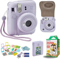 Fujifilm Instant Mini 12 Camera + Accessory Bundle & Compatible Custom Case + Fuji Instant (20 Shots) Designer Mini Photo Album (60 Pockets) (Lilac Purple) by FUJIFILM