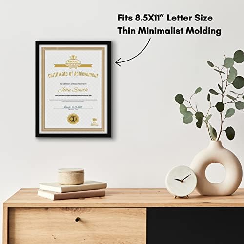 Americanflat 8.5x11 Picture Frame with Shatter-Resistant Glass - Streamline Collection - Thin Border Photo Frame for Tabletop and Wall Display - Hanging Hardware and Easel Stand Included - Black - Image 5
