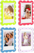 4 Pack Acrylic Fridge Magnetic Frame for Polaroid, 2.36x3.54 In Mini Picture Frames Colorful for Fujifilm Instax Mini, 2 Sided Photo Refrigerator Magnet Picture Display Clear Frame Petal by EZMeetU