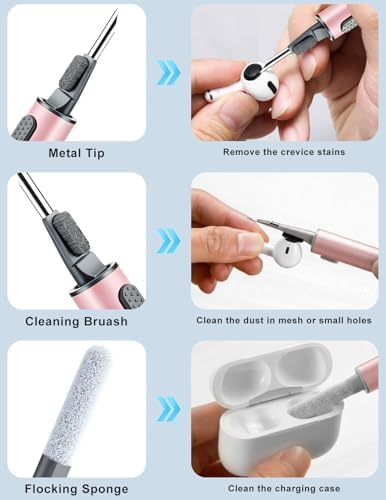 Cleaner Kit for Airpods, Earbuds Cleaning kit for Airpods Pro 1 2 3, Phone Cleaner kit with Brush for Bluetooth Earbuds Cleaner, Wireless Earphones,iPhone,Laptop, Camera (Pink) - Image 5