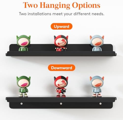 Lifewit Acrylic Floating Shelves for Wall 14" Black, 6 Pack - Image 6