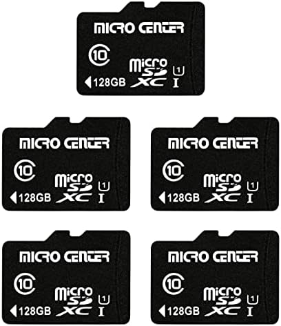 Micro Center 128GB Class 10 MicroSDXC Flash Memory Card with Adapter for Mobile Device Storage Phone, Tablet, Drone & Full HD Video Recording - 80MB/s UHS-I, C10, U1 (5 Pack) by MICROCENTER