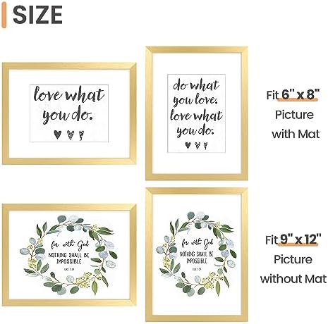 upsimples 9x12 Picture Frame, Gallery Wall Frames Set of 5, Gold - Image 5
