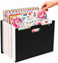 12x12 Scrapbook Paper Storage Organizer, Expandable 13 Pocket Desktop Paper Organizer Storage for Scrapbook Essentials, Large Scrapbook Storage for Photos, Washi Tape, Sticker (Black) by ALTABOMBA