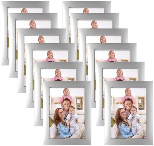 Giftgarden 5x7 Picture Frame Silver Set of 12, Multi Modern 5 by 7 Photo Frames Bulk for Wall or Tabletop Display by Giftgarden