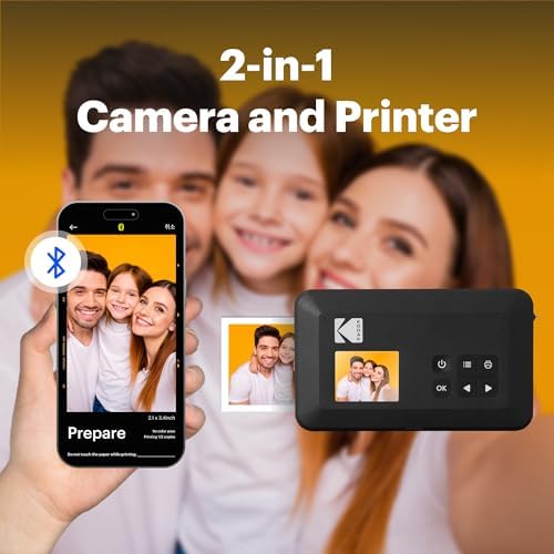KODAK Mini Shot 2 Retro 2x3” Instant Digital Camera & Photo Printer, 8 Sheets, 2-in-1 Portable Print Camera, Bluetooth Smartphone Printer for iOS & Android, 4PASS Dye Sublimation, Yellow - Image 2