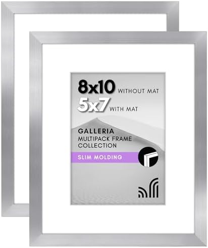 Americanflat 8x10 Picture Frame 2-Pack - Matted to 5x7 - Silver by Americanflat