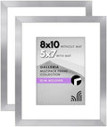 Americanflat 8x10 Picture Frame 2-Pack - Matted to 5x7 - Silver by Americanflat