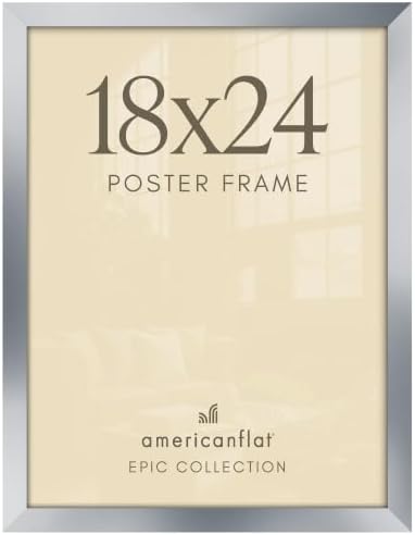 Americanflat 18x24 Poster Frame - Silver Engineered Wood with Polished Plexiglass - Wide Picture Frame for Vertical or Horizontal Wall Display - Epic Collection - Silver by Americanflat