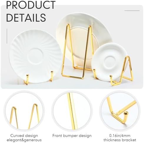 Kenning 12 Pieces Gold Plate Stands Easel Display Holder Metal Book Display Stand Tabletop Picture Frame Holder Photo Square Iron Easel Decorative for Kitchen Office Room Artistic Work(3 Sizes) - Image 3
