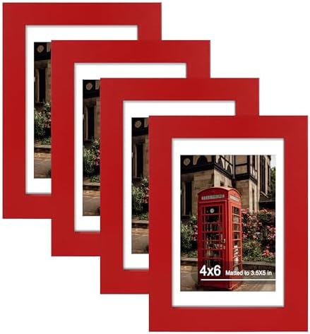 4x6 Picture Frame Set of 4 with Real Glass, Wall & Tabletop Display by SZYUU