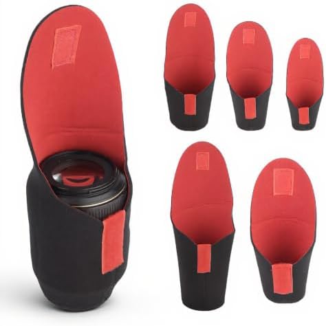 Lens Protective Case Set, 5 Pcs Padded Shockproof Storage Pouch for DSLR Camera Lens Includes Small Medium Large XL XXL Sizes by Serounder