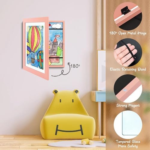 8 Pack 10x12.5 Front-Opening Kids Artwork Frames Changeable (Pink) - Image 6
