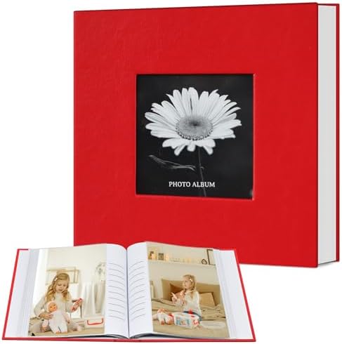 Popotop Photo Album 4x6 100 Photos with Writing Space, Leather Cover Album with Display Picture Window, Photo Book for Wedding Family Baby Gift by Popotop
