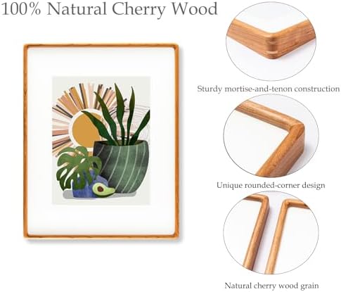 Recuerdos 11x14 Cherry Picture Frame, Matted to 8x10 with HD Plexiglass - Image 4