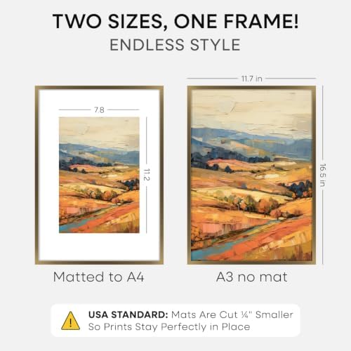 Homeforia A3 Bronze Picture Frame, High-End Metal, A4 Mat, Glass - Image 2