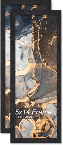 Fxojyvo 5x14 Picture Frame Set of 2 Black Engineered Wood Wall Hanging by Fxojyvo