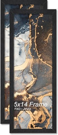 Fxojyvo 5x14 Picture Frame Set of 2 Black Engineered Wood Wall Hanging by Fxojyvo