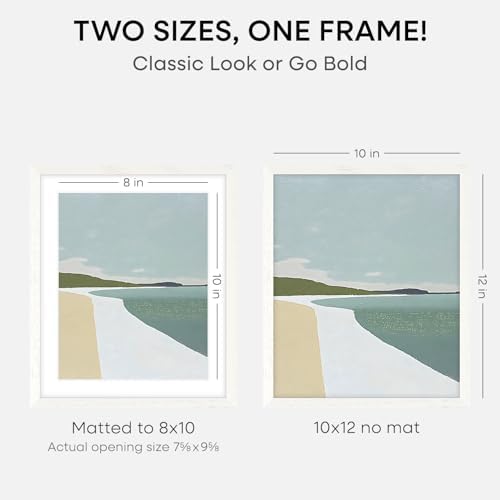 Homeforia 10x12 White Oak Picture Frame, High-End Wood, 8x10 Mat, Glass - Image 2