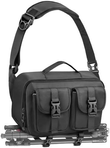 TAAOKA Camera Sling Bag,DSLR Camera Bag with Tripod Holder,Waterproof Camera Shoulder Crossbody Bag for Photographers (Black) by TAAOKA